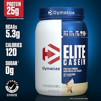 Dymatize Elite Casein Protein Powder Slow Absorbing With 25G Protein Bcaas & Leucine For Muscle Building And Overnight Recovery Rich Chocolate 4 Pound