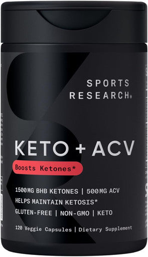 Sports Research Keto Plus Acv Capsules - Diet Support With 500Mg Of Apple Cider Vinegar & 1500Mg Gobhb Exogenous Ketones - Gluten Free & Keto Certified - 120 Veggie Capsules