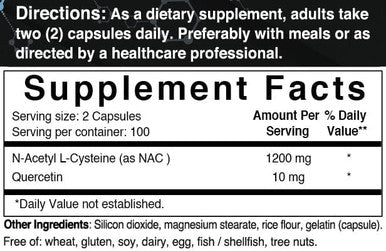 NAcetylCysteine NAC 1200mg Per Serving 200 Capsules NAC 600mg with Quercetin Per Capsule Double Strength NAC Supplements Support Liver Lung Health NonGMO No Gluten