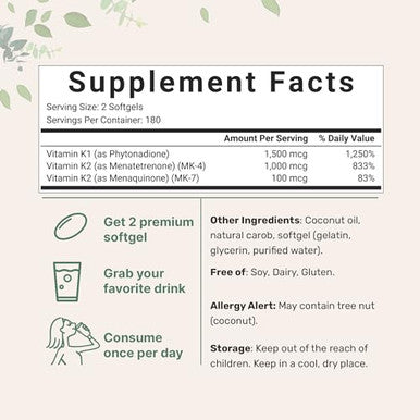 Micro Ingredients Super Vitamin K Complex (K2 Mk7 + Mk4 & K1)