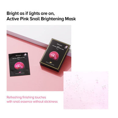 JM Solution Active Pink Snail Regenerating Korean facial Skin Care Mask -Vitamin B Bright Nourishing Glow Mask-10 sheets for all skin