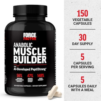 Force Factor Anabolic Muscle Builder Muscle Building Support Supplements For Men Supports Muscle Strength And Recovery Reduces Fatigue With Aideveloped Peptistrong 150 Capsules