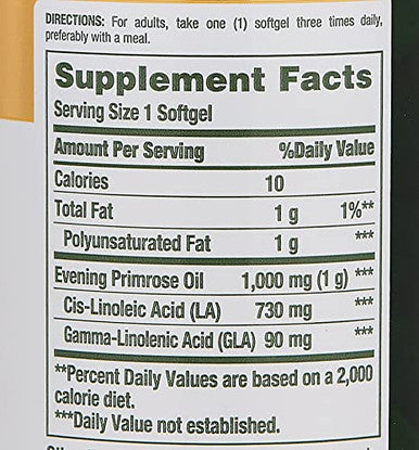 Nature's Bounty Evening Primrose Oil 1000 mg Softgels 60 ea