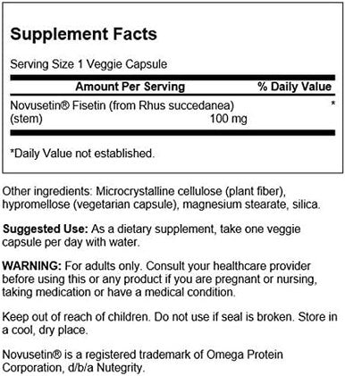 Swanson Fisetin Molecularly Similar to Apigenin Luteolin and Quercetin 100 Milligrams 30 Veg Capsules