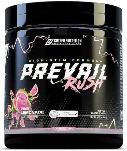 Cutler Nutrition High Stim Pre Workout Powder Prevail Rush Preworkout For Men & Women For Intense Pumps Energy And Focus With Caffeine No3T Betaine And Dynamine Sour Blue Razz (20 Servings)