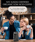 Lifeboost Organic Espresso Beans Whole USDA Organic Low Acid Mold Free Dark Roast Coffee Whole Bean Single Origin High Caffeine Arabica 12 oz Bag