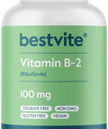 Bestvite Vitamin B-2 100mg (240 Vegetarian Capsules) - No Stearates - No Dicalcium Phosphate - Vegan - Non GMO - Gluten