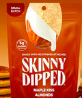 SkinnyDipped Maple Kiss Almonds, Healthy Snack, Plant Protein, Gluten Free, 3.5 oz Resealable Bags, Pack of 5, Seasonal Flavor