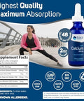 Trace Minerals Liquid Ionic Calcium Bone Healthy Teeth and Muscle Contraction Certified Vegan Gluten Free Non GMO 59ml