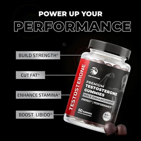 Nobi Nutrition Testosterone Supplement For Men For Muscle Growth Stamina & Performance Testosterone Booster Muscle Builder For Men Test Boost Max With Tongat Ali Test Booster & Male Enhancement 60 Gummies