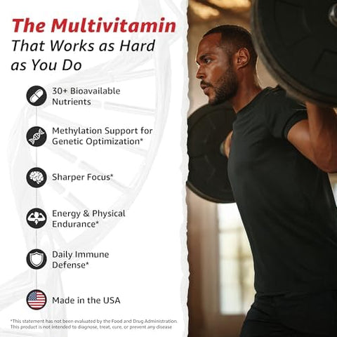 10X Health Optimize Methylated Multivitamin for Men and Women 90 Capsules 34 in 1 Formula with 800 mcg of Vitamin B12 5MTHF NAC Methyl B Complex