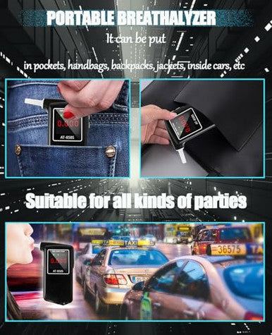 Greenwon 2026 Portable Breathalyzer Easy-To-Use Alcohol Tester With Backlit Display - Ideal For Home Use Parties And Special Events Professional Alcohol Tester With Mouthpieces 10Pcs