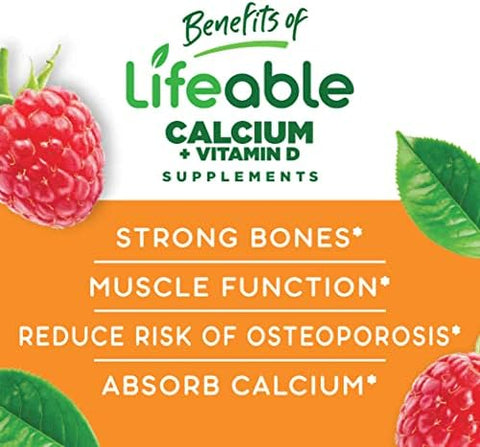 Lifeable Biotin Kids + Calcium with Vitamin D Kids Gummies Bundle Great Tasting Vitamin Supplement Gluten Free GMO Free Chewable Gummy