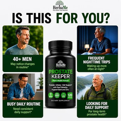 Herbame Prostate Support Supplement For Men With Saw Palmetto Pygeum Bark 120 Capsules