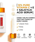 L'Oreal Paris Revitalift Derm Intensives Derm Grade 12% Vitamin C + E + Salicylic Serum 1.0 Fl. Oz. 0.32 Pounds