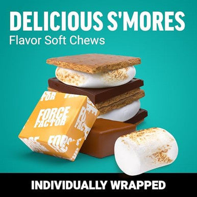 Force Factor Superior Sea Moss Gut Health + Skin Support Support Gut Health & Healthy Skin Hair & Nails Boost Energy & Immune Health With Biotin & Lactospore Probiotics S'Mores 60 Soft Chews