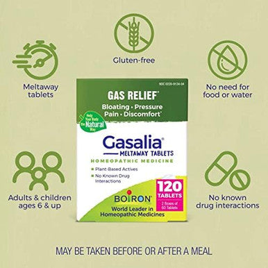 Boiron Gasalia Tablets For Relief From Gas Pressure Abdominal Pain Bloating And Discomfort 60 Count