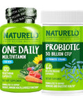 Naturelo Probiotics For Digestive Health - 60 Vegetarian Capsules And One Daily Multivitamin For Men 120 Vegetarian Capsules Bundle