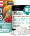 Atlantic Naturals Sea Moss Superfood Powder With Ashwagandha Beet Root And Maca Root - Sea Moss Powder Supports Healthy Skin Athletic Performance And Positive Mood - Vanilla Flavor (150G)