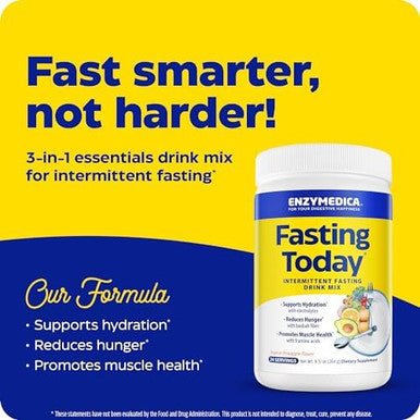 Enzymedica Fasting Today Intermittent Fasting Drink Mix With Electrolyte Powder Supplement For Hydration Appetite And Muscle Health Keto Friendly Tropical Pineapple Flavor 24 Servings