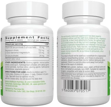 Neurobalance, High Absorption Zinc Magnesium B6 Supplement, Non-Gmo Brain, Sleep & Immune, Chelated Zinc Picolinate 24Mg, Oxide-Magnesium & Vitamin B6, 120 Tablets, By Igennus