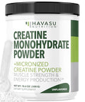 Havasu Nutrition Micronized Creatine Monohydrate Powder - Post Workout Recovery Drink - Muscle Strength And Energy Production - 5G Unflavored Non-Gmo Vegan And Gluten Free Creatine Powder For Men 60 Servings