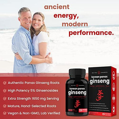 Nutrachamps Korean Ginseng Capsules And Ashwagandha Capsules 2 Pack Bundle