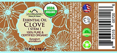 US Organic 100% Pure Clove Stem Essential Oil - USDA Certified Organic, Steam Distilled W/Euro Dropper_10 ml (More Size Variations Available)