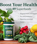 Greens First Original Greens Powder 49 Superfoods Organic Fruits & Veggies Prebiotics Probiotics & Digestive Enzymes Antioxidant Smoothie Dairy Vegan Nongmo (Chocolate 30 Servings)
