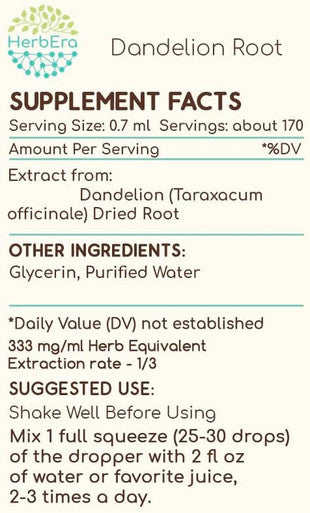 Dandelion Root B120 Alcohol-Free Herbal Extract Tincture, Super-Concentrated Dandelion (Taraxacum Officinale) Dried Root (4 fl oz)