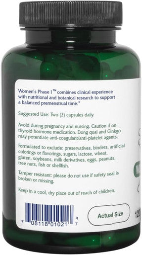 Vitanica Women's Phase I Premenstrual Support Vegan 120 Capsules