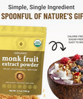 Organic Monk Fruit Extract Powder, 3.5 oz, Pure USDA Organic Monk Fruit Extract Sweetener with No Fillers, Zero Calories, Zero Carbs, Keto & Paleo Friendly Sugar Substitute, 322 Servings by Natri Sweet