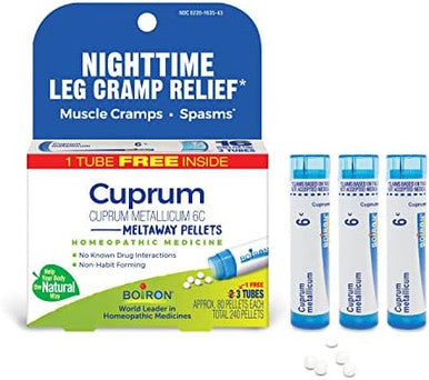Boiron Cuprum Metallicum 6C Homeopathic Medicine For Nighttime Leg Cramp Relief Muscle Cramps And Spasms 3 Count (240 Pellets)
