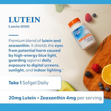 Doctor'S Best Lutein Featuring Lutemax Nongmo Gluten Eye Health 20 Mg 60 Softgels