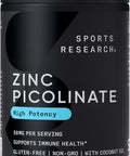 Sports Research Zinc Picolinate 50Mg With Organic Coconut Oil Highly Absorbable Zinc Supplement For Healthy Immune Function - Non-Gmo Verified, Gluten & Soy (60 Liquid Softgels)