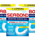 Sea-Bond Secure Denture Adhesive Seals Original Lowers Zinc-Free All-Day-Hold Mess-Free 15 Count 3 Pack