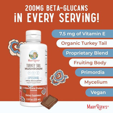 Maryruth's Turkey Tail Mushroom Liposomal (Chocolate Fudge) & Vitamin C Liposomal