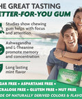 Ashwagum Focus Gum By Bettergum, High Potency Brain Supplement With Ksm 66 Ashwagandha And L Theanine, Supports Concentration And Memory, Alternative To Gummies, Sugar-Free, Pack Of 2