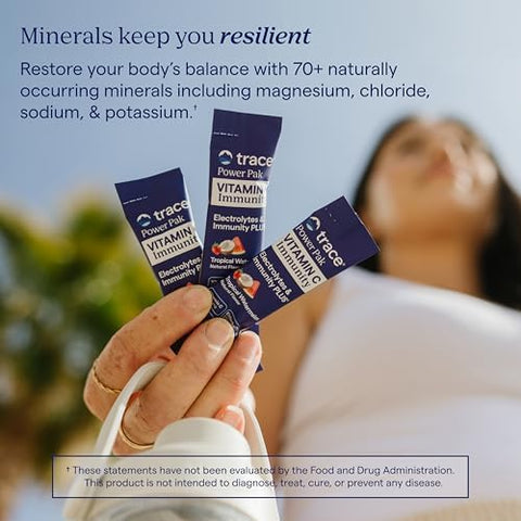 Trace Minerals Power Pak + Immunity Vitamin C Powder Drink Mix Tropical Watermelon Electrolytes Vitamin C Zinc and Vitamin D330 Stick Packs (30 Servings)