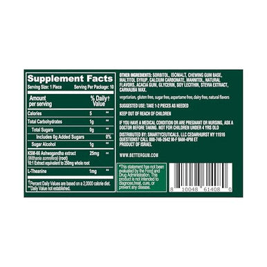 Ashwagum Focus Gum By Bettergum, High Potency Brain Supplement With Ksm 66 Ashwagandha And L Theanine, Supports Concentration And Memory, Alternative To Gummies, Sugar-Free, Pack Of 2