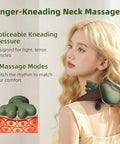 Dr.Bunordle Neck Massager With Finger Kneading Deep Tissue Neck & Shoulder Massager 4D Palm-Kneading Massage With Heat Wearable Strap Gentle Warmth For Stress & Tension Relief