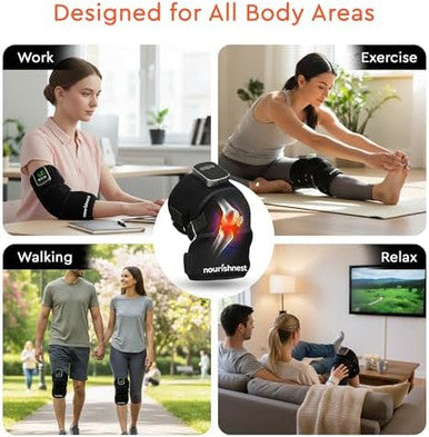 Nourish Nest Knee Massager With Heat And Red Light Cordless Heated Knee Brace With 3 Heat/3 Vibration/5 Light Levels Red Lights With 660Nm & 850Nm 5000Mah Massager For Knee Elbow Shoulder