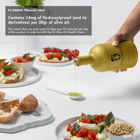 P.J. KABOS 2025/26 Fresh Harvest, Extremely High Phenolic (900+ mg/kg), USDA Organic Greek Extra Virgin Olive Oil, Kosher, Cold Extracted, 16.9oz Glass Bottle, PJ KABOS ÃƒÂ¢Ã¢â€šÂ¬Ã…â€œFamily Reserve Organic - Phenolic ShotÃƒÂ¢Ã¢â€šÂ¬Ã‚Â
