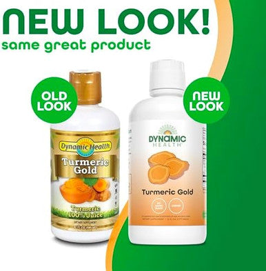 Dynamic Health Turmeric Gold 100% Juice Turmeric Supplement No Additives Joint Support Antioxidant Inflammation Vegan Gluten Nongmo 32 Fl Oz