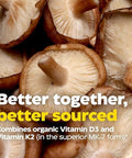 Enzymedica Organic Vitamin D3+K2 5000 Iu Vit D3 & 90 Mcg Vit K2 Mk7 With Shitake Mushrooms & Prebiotic Fiber Vegan 60 Count