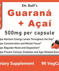 Dr. Baffs Guarana Acai 500mg Natural Herbal Brazilian Energizer Supplement 90 Vegetarian Capsules