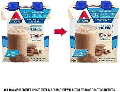 Atkins Milk Chocolate Delight And Mocha Latte Iced Coffee Protein Shakes Bundle (15G Protein Low Glycemic)