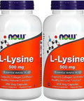 Now Foods Supplements Llysine (Llysine Monohydrochloride) 500 Mg Amino Acid 100 Veg Capsules