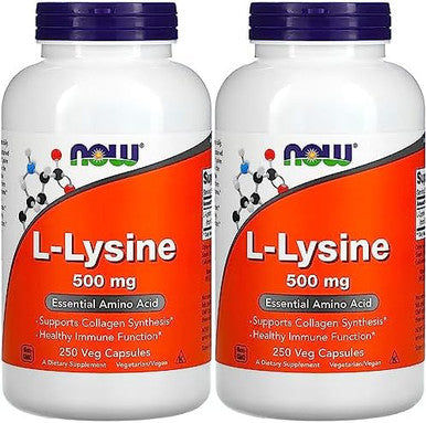Now Foods Supplements Llysine (Llysine Monohydrochloride) 500 Mg Amino Acid 100 Veg Capsules