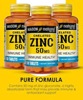 Mason Natural Zinc 50 Mg Supports Immune Function & Antioxidant Health 100 Tablets Pack Of 3